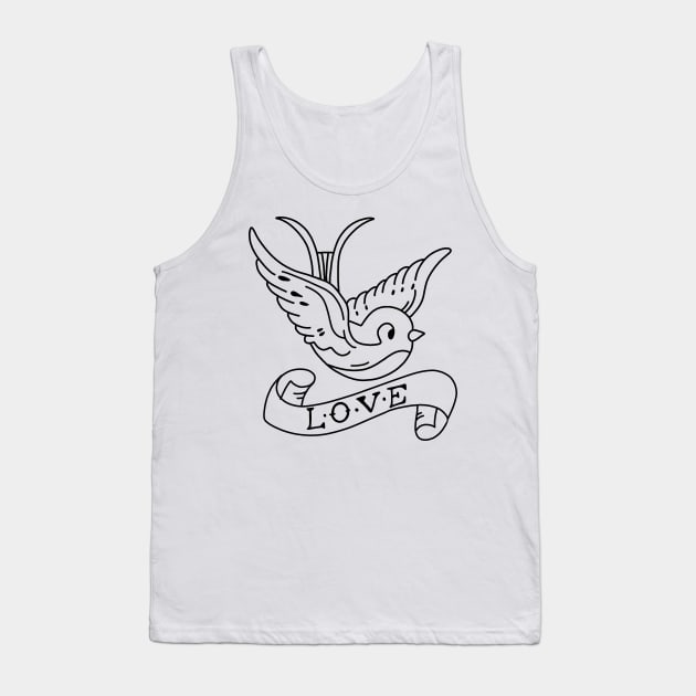 Vintage Bird Tattoo Tank Top by valentinahramov